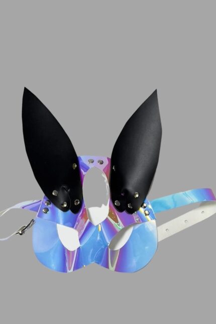 Gümüş/Siyah Tavşan Kulaklı Deri Maske 800487
