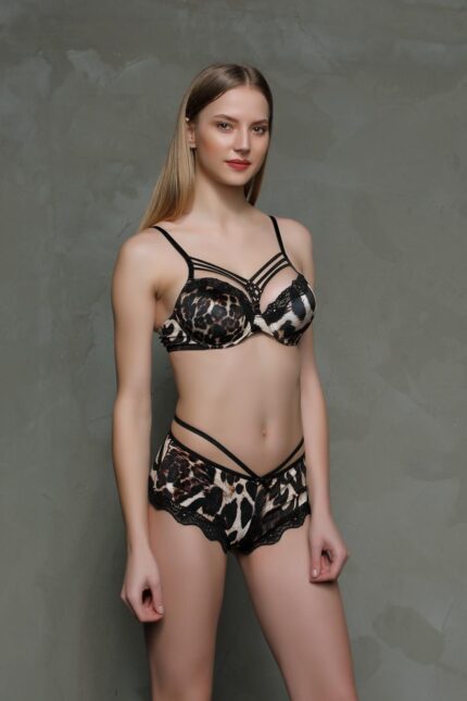 MOONLİGHT 306 LEOPAR DESEN DESTEKLİ SÜTYEN VE KÜLOT TAKIMI