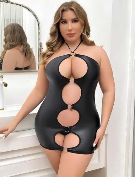 Aria's Closet Büyük Beden Siyah Ön ve Arka Detaylı Fantezi Kostüm