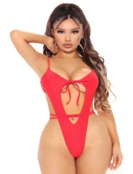 Aria's Closet Kırmızı İp Detaylı Fantezi Babydoll