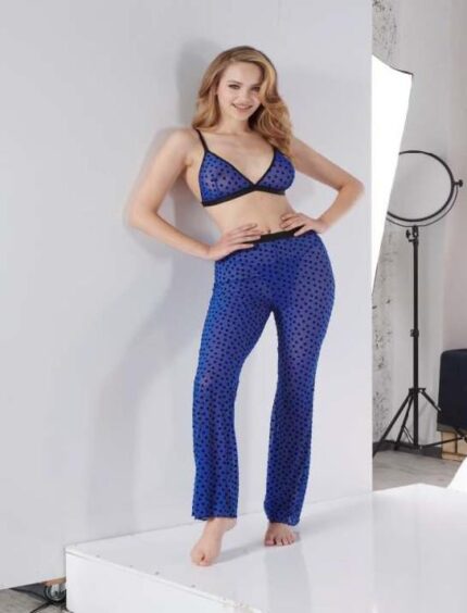 Aria's Closet Mavi Transparan Fantezi Sütyen Pijama Takımı