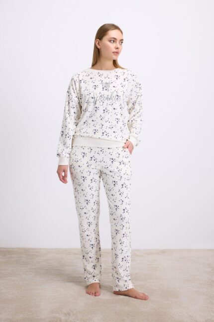 Arias Closet Yıldız Desenli Tencel Pamuklu 2'li Pijama Takımı