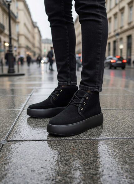 BA0550 İçi Kürklü Bağcıklı Siyah Taban Erkek Tarz Spor Bot