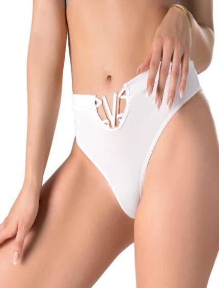 Arias Closet Beyaz V Metal Aksesuarlı Yüksek Bel String Tanga