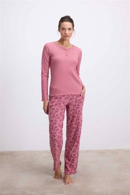 Arias Closet Uzun Kollu T-Shirt ve Desenli Pantolon Pijama Takımı